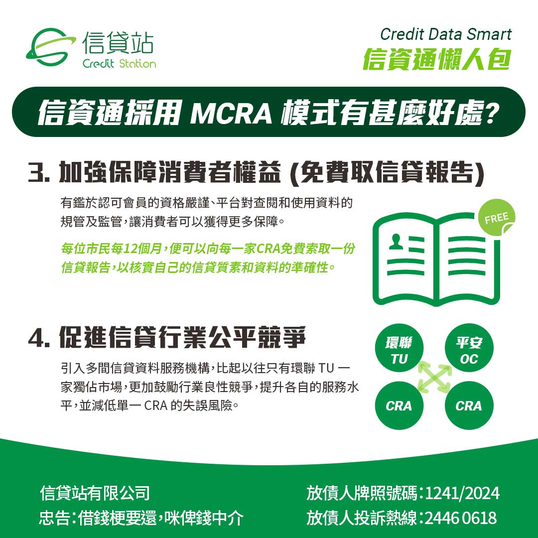 採用 MCRA 模式下的 Credit Data Smart 信資通 有甚麼好處 (3)&(4)